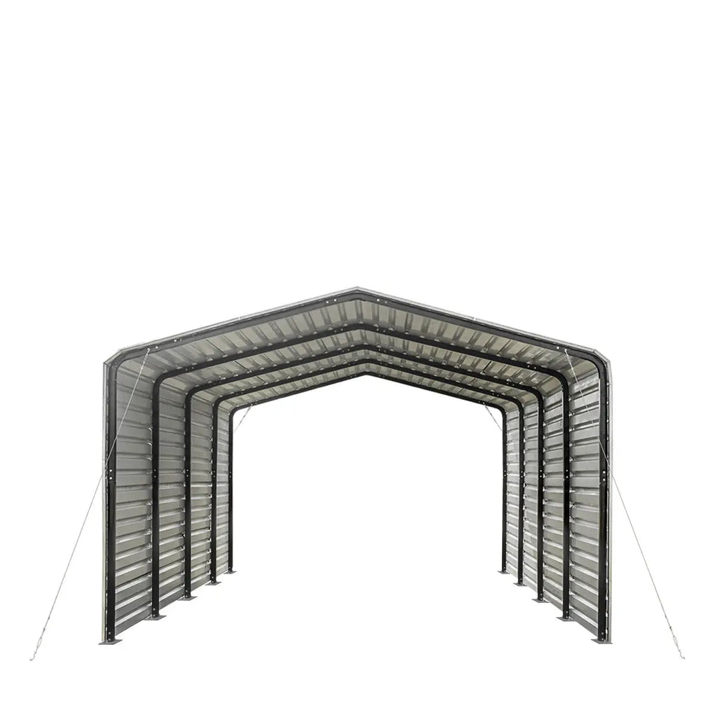 12' x 20' Metal Shed Carport with 8' Enclosed Sidewalls, TMG-MSC1220F