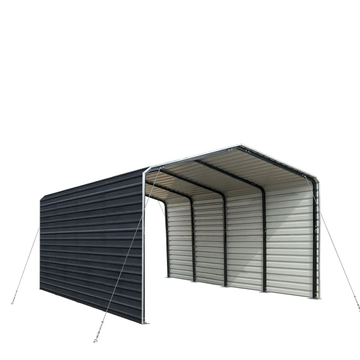 12' x 20' Metal Shed Carport with 8' Enclosed Sidewalls, TMG-MSC1220F