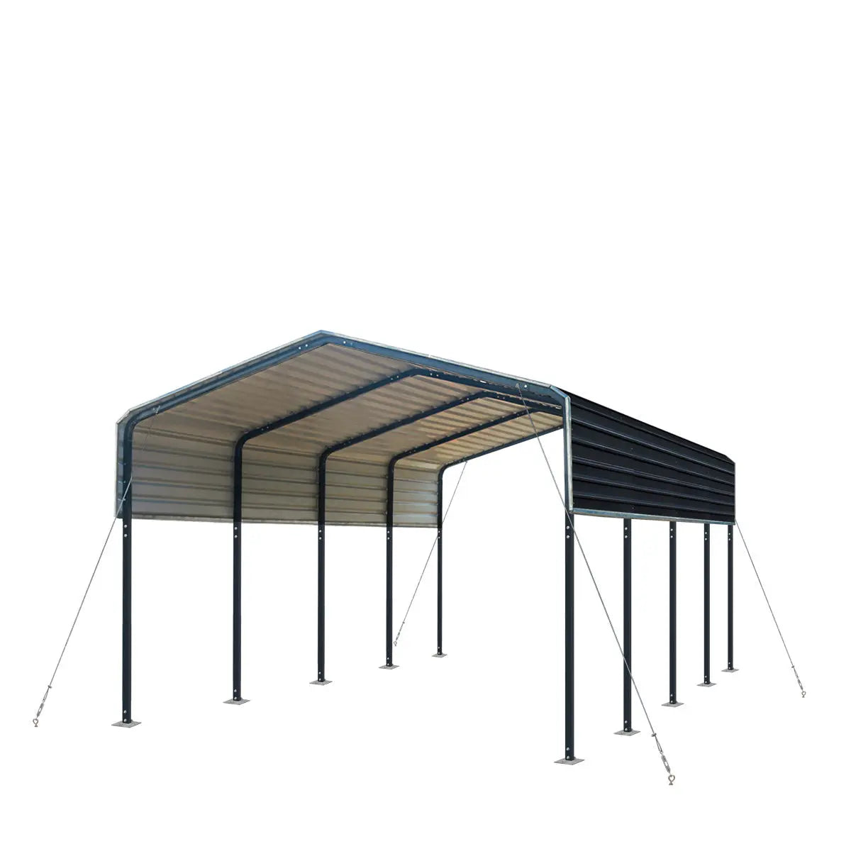 12' x 20' Metal Shed Carport with 8' Open Sidewalls, TMG-MSC1220