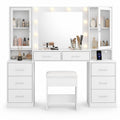 8-Drawer LED Mirror Vanity Desk - Yanosaku
