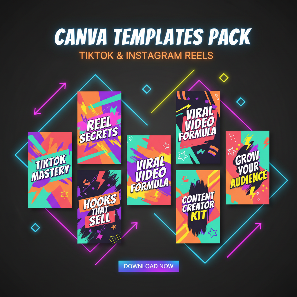 Canva TikTok & Reels Templates Pack — 20 Viral Short-Form Video Designs