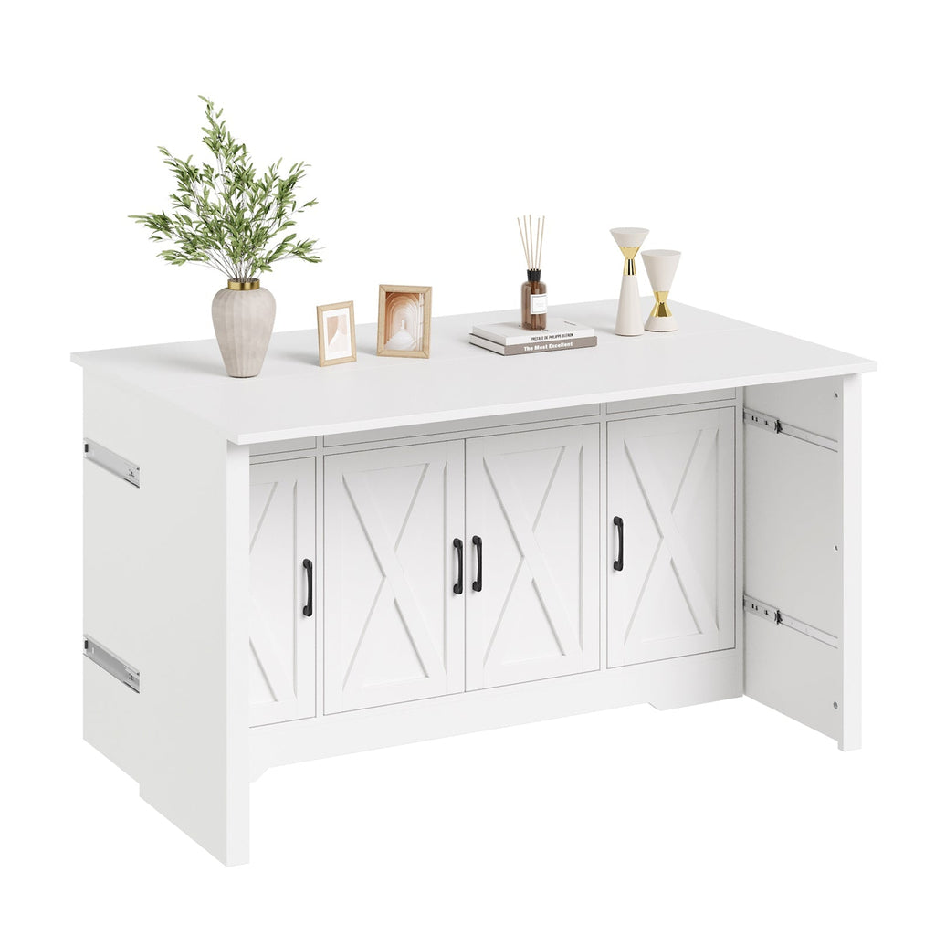 15"–30" Expandable Sideboard with 3 Drawers, White - Yanosaku