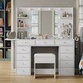 11-Drawer LED Mirror Vanity Desk - Yanosaku